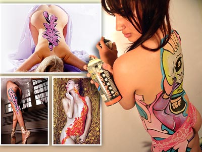 Naked graf-fitties show off their bizarre body art