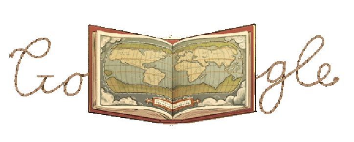Google remembers Abraham Ortelius, one of the world's first modern Atlas creators and cartographers with a Doodle 