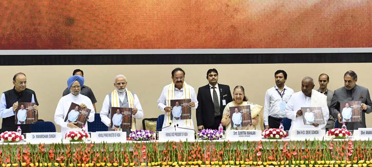 Venkaiah Naidu's book 'Moving On, Moving Forward: A Year in Office' releases by PM Modi, Manmohan Singh share stage
