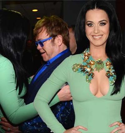 Katy Perry flaunts her breasts at the Grammys, even Elton John can't stop staring