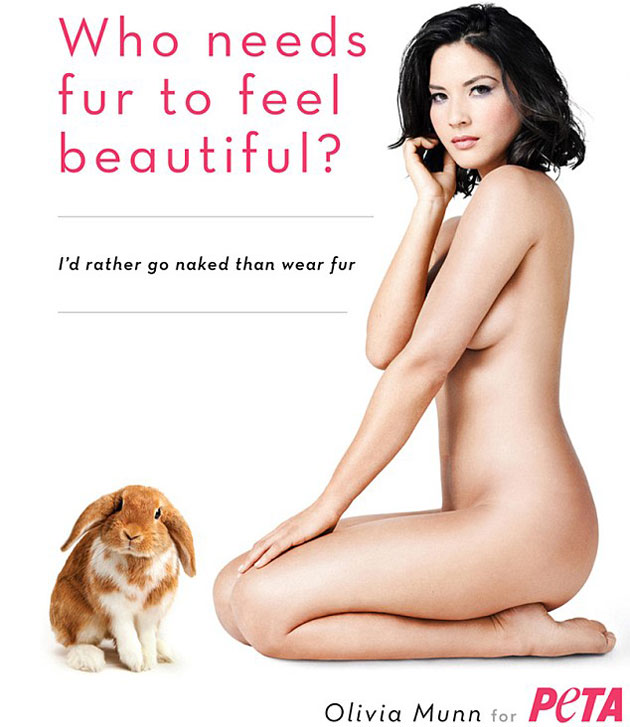 Olivia Munn strips off completely nude for a new PETA campaign 