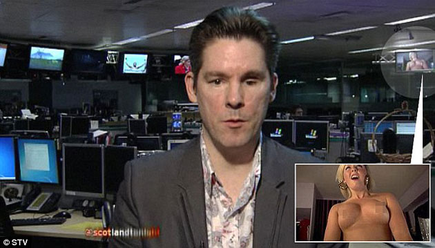 Shameless sex scene plays in background during news show