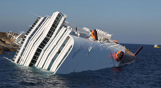  The Costa Concordia after the evacuation off the Itaiian coast had been completed. Tonight Captain Francesco Schettino was being quizzed by police