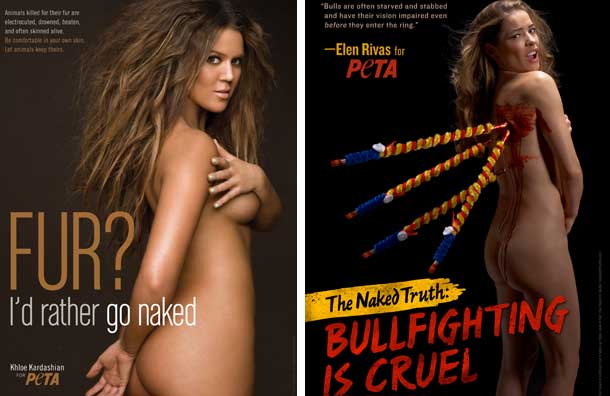 Khloe Kardashian took a walk on the wild side, striping off for PETA and Elen Rivas poster took a more dramatic twist â€“ the star is as naked as the rest but...