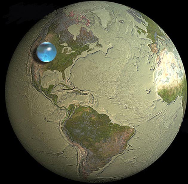 Water on Earth would fit into wide ball