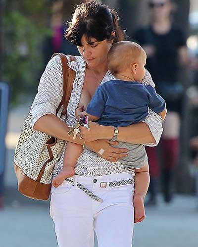 Selma Blair left embarrassed as son Arthur grabs at her breast