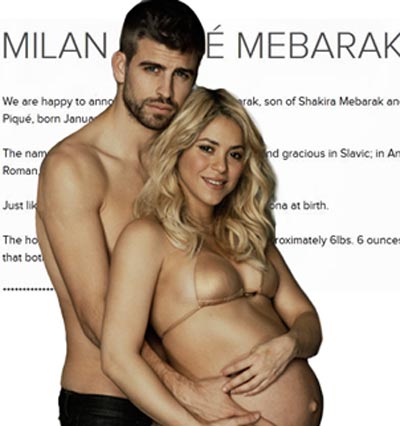 Shakira announces birth to baby Milan - her first child with boyfriend Gerard Pique