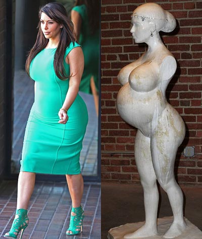 Kim Kardashian's nude pregnant body in stone by celebrity artist Daniel Edwards