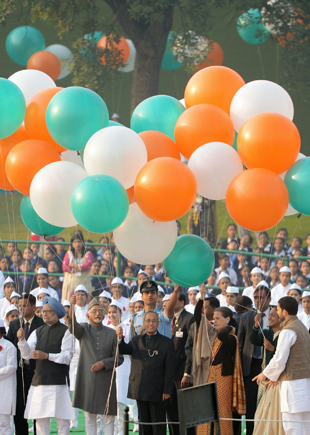Tricolor Balloons on Bal Diwas