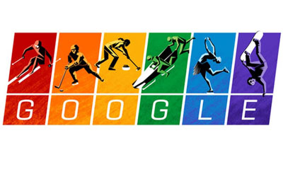 Olympic Charter on Google Doodle with colours of the rainbow flag shows protest of Russia's anti-gay law