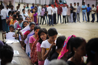 Polling under way for 121 Lok Sabha seats in 12 states
