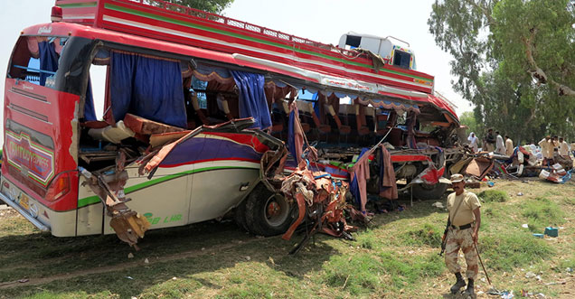42 killed in Pakistan after speeding bus veers out of control