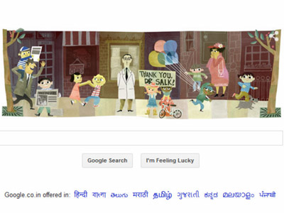 Google Doodle celebrates Jonas Salk 100th birthday, the Scientist who developed Polio Vaccine
