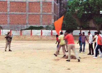 Cops use Saffron flags in anti-riot drill in UP, angers BJP