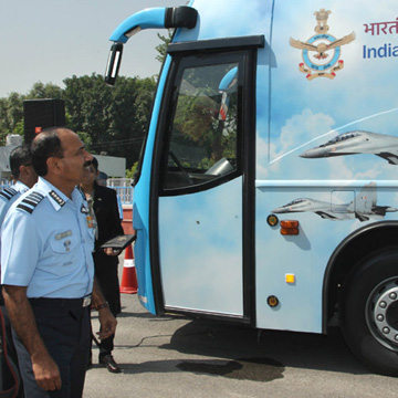 Air Chief Arup Raha inaugurates induction publicity exhibition vehicle 