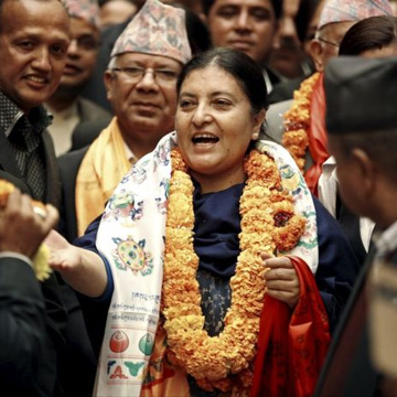 Prez Mukherje congratulates Nepal's first female President Bidhya Devi Bhandari