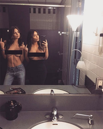 Kim Kardashian poses topless with Emily Ratajkowski, says 'It's 2016'
