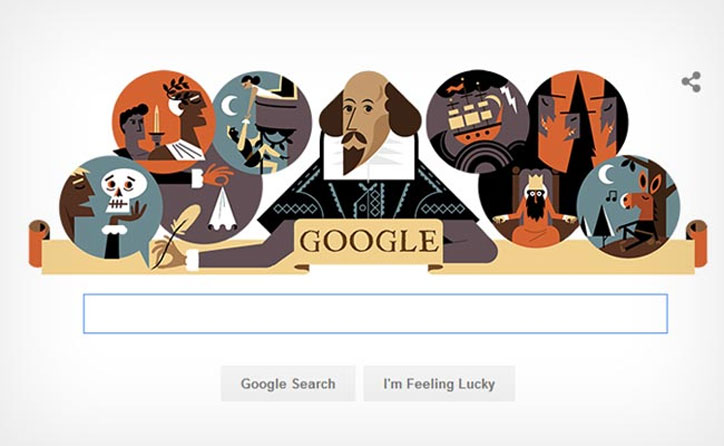 Google pays tribute to William Shakespeare and St George with Doodle