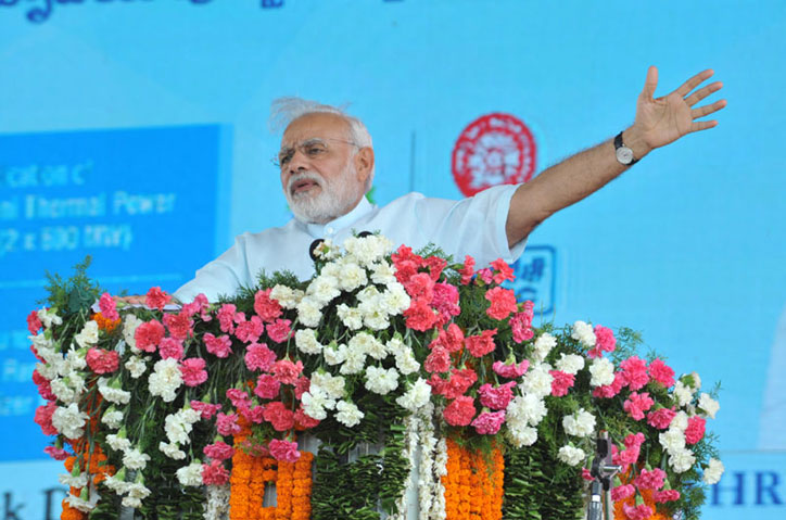 PM Narendra Modi lays foundation for NTPC power plant in Telangana