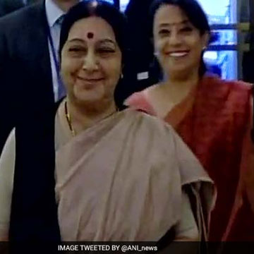 Sushma Swaraj reaches New York