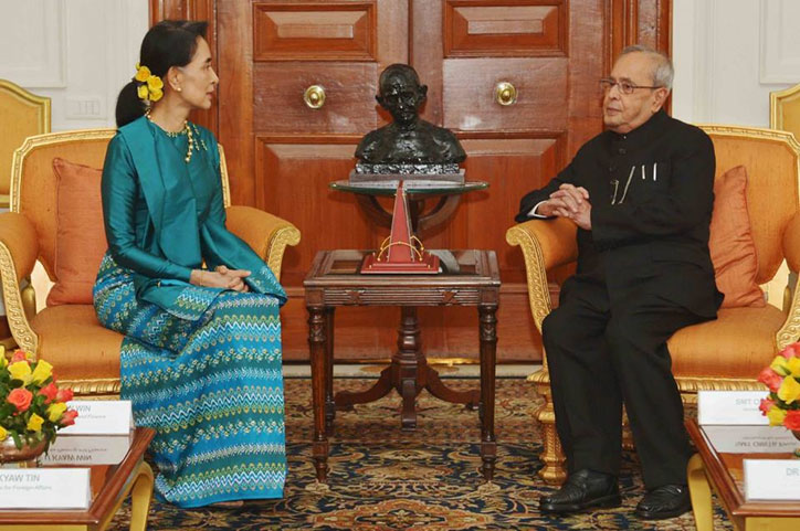 State Counsellor of Myanmar calls on President Pranab Mukherjee