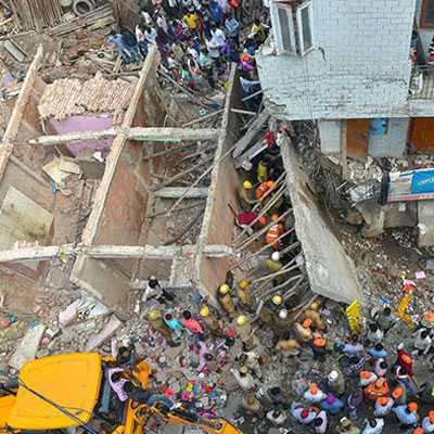 Delhi: Building Collapses After Fire At Factory In Peera Garhi