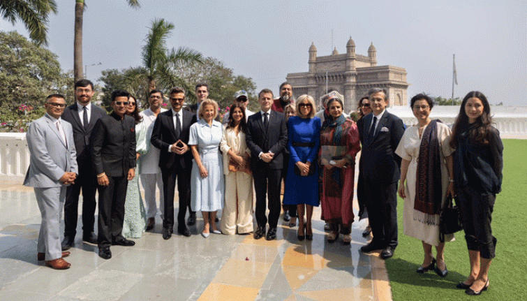 French President Emmanuel Macron meets Manoj Bajpayee, Anil Kapoor